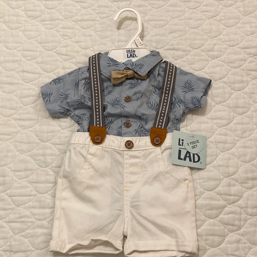 Lil' Lad Blue and White Kids Suspender Set